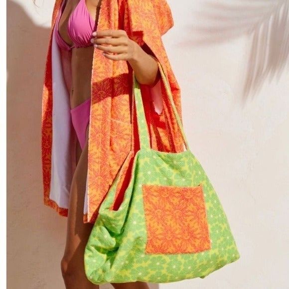 Urban Outfitters Lucky Printed Terrycloth Reversible Tote Bag - Picture 1 of 6